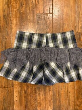 Current Mood Late Night Talking Plaid Mini Skirt
